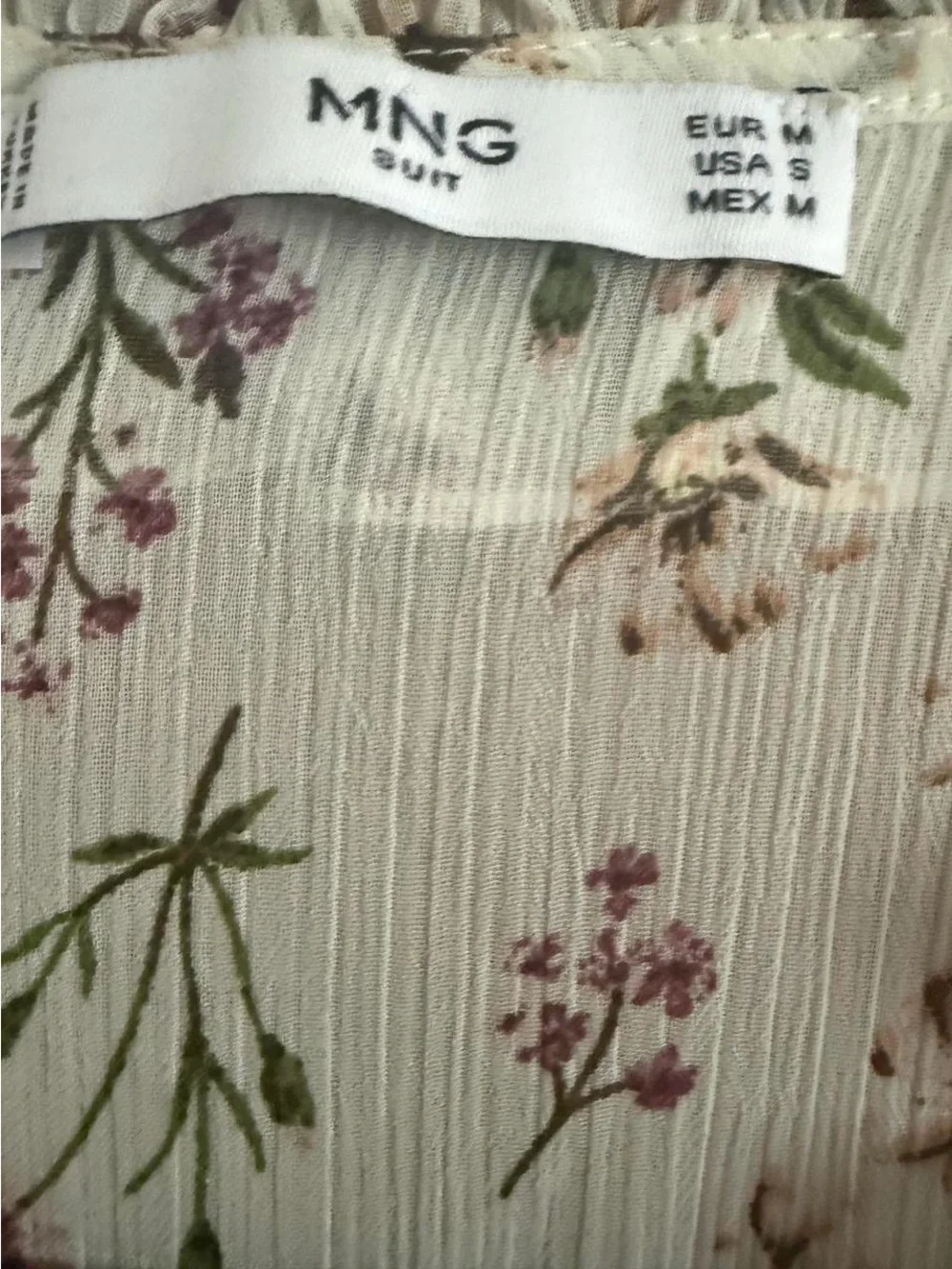 Floral Ruffle V-Neck Sleeveless Top - Cream with Pink & Green Floral Print - Picture 2 of 3
